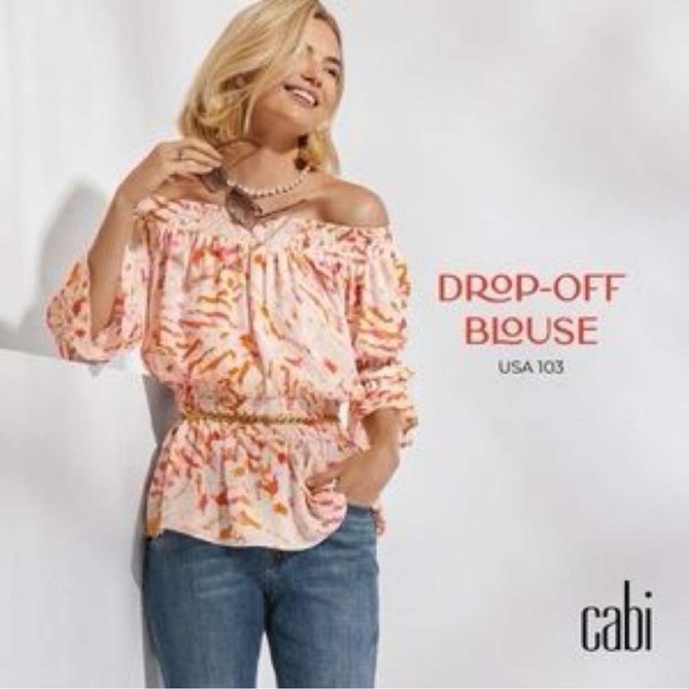 Cabi Women's White Pink Floral Off Shoulder
Drop Off Blouse Style 622 Sz M